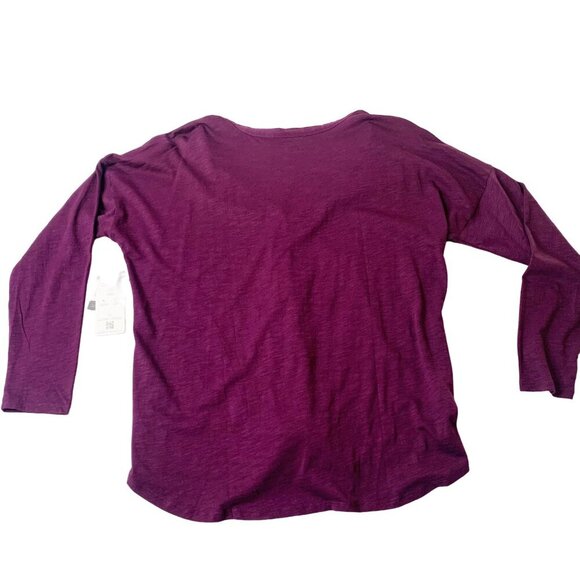 Eddie Bauer Women’s NWT Gate Check Long Sleeve Convertible Top Size L Dark Plum - Picture 2 of 6